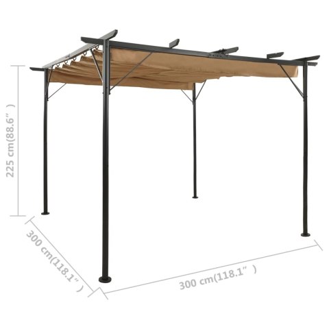 PERGOLA OGRODOWA ZE ZWIJANYM DACHEM TAUPE 3X3M 180G/M²