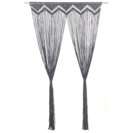 ZASŁONA Z MAKRAMY ANTRACYT 140X 240CM BAWEŁNA