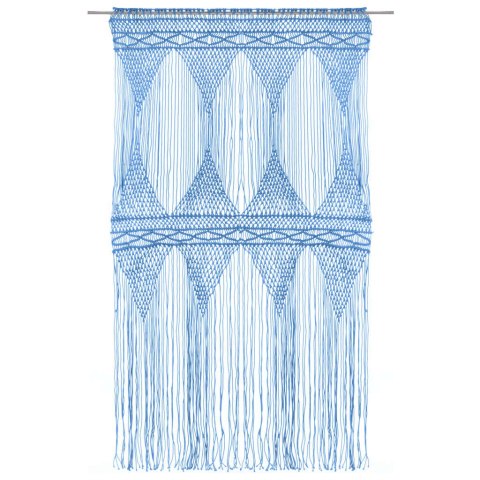 ZASŁONA Z MAKRAMY NIEBIESKA 140X 240CM BAWEŁNA