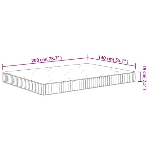MATERAC KIESZENIOWY TWARDOŚĆ ŚREDNIA 140X200CM