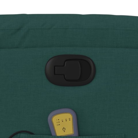 PODNOSZONY FOTEL MASUJĄCY ROZKŁADANY CIEMNOZIELONY TKANINA