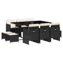 11-CZ. ZESTAW MEBLI DO OGRODU Z PODUSZKAMI CZARNY RATTAN PE
