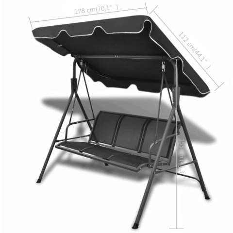 HUŚTAWKA OGRODOWA Z ZADASZENIEM CZARNA