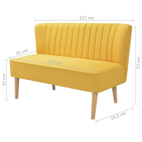 SOFA 117X55,5X77CM ŻÓŁTY MATERIAŁ