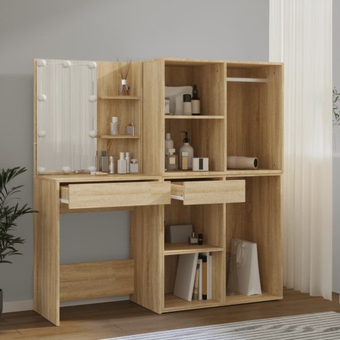 TOALETKA Z OŚWIETLENIEM LED I 2 SZAFKAMI DĄB SONOMA