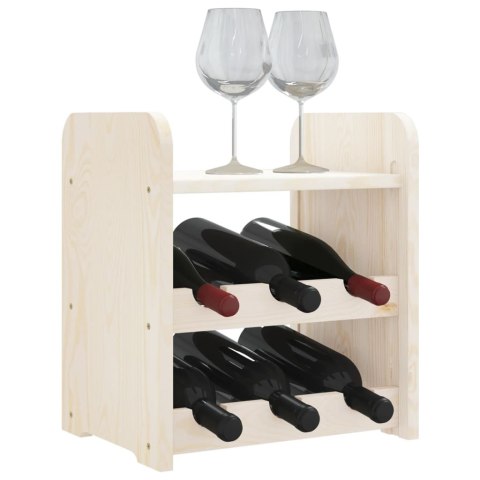 STOJAK NA WINO Z GÓRNĄ PÓŁKĄ 33X25X37CM LITE DREWNO SOSNOWE