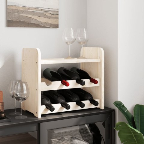 STOJAK NA WINO Z GÓRNĄ PÓŁKĄ 43X25X37CM LITE DREWNO SOSNOWE
