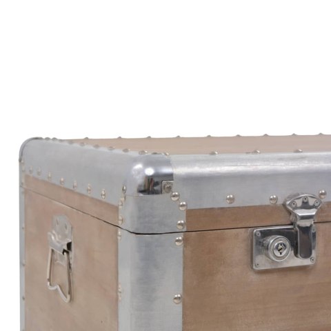 SKRZYNIA Z LITEGO DREWNA JODŁOWEGO 91X 52X 40CM BRĄZOWA