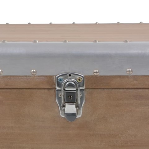 SKRZYNIA Z LITEGO DREWNA JODŁOWEGO 91X 52X 40CM BRĄZOWA