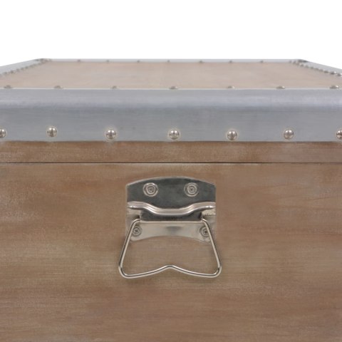 SKRZYNIA Z LITEGO DREWNA JODŁOWEGO 91X 52X 40CM BRĄZOWA