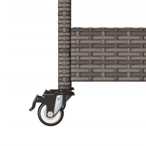 WÓZEK BAROWY 3-POZIOMOWY SZARY POLIRATTAN I DREWNO AKACJOWE