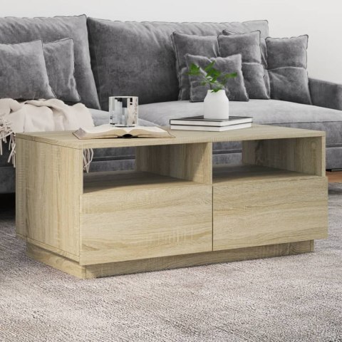 STOLIK KAWOWY Z OŚWIETLENIEM LED DĄB SONOMA 90X49X40CM