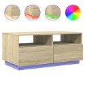 STOLIK KAWOWY Z OŚWIETLENIEM LED DĄB SONOMA 90X49X40CM