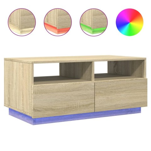 STOLIK KAWOWY Z OŚWIETLENIEM LED DĄB SONOMA 90X49X40CM