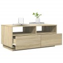 STOLIK KAWOWY Z OŚWIETLENIEM LED DĄB SONOMA 90X49X40CM