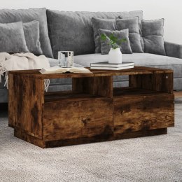STOLIK KAWOWY Z OŚWIETLENIEM LED PRZYDYMIONY DĄB 90X49X40CM