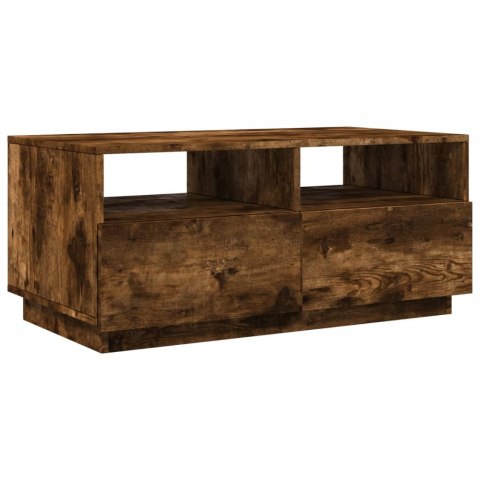 STOLIK KAWOWY Z OŚWIETLENIEM LED PRZYDYMIONY DĄB 90X49X40CM