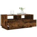 STOLIK KAWOWY Z OŚWIETLENIEM LED PRZYDYMIONY DĄB 90X49X40CM