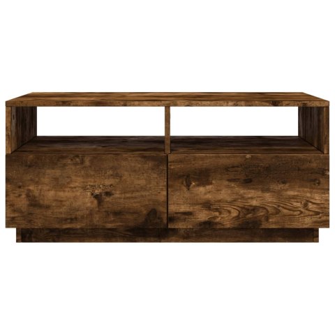 STOLIK KAWOWY Z OŚWIETLENIEM LED PRZYDYMIONY DĄB 90X49X40CM