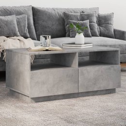 STOLIK KAWOWY Z OŚWIETLENIEM LED SZAROŚĆ BETONU 90X49X40CM