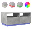 STOLIK KAWOWY Z OŚWIETLENIEM LED SZAROŚĆ BETONU 90X49X40CM