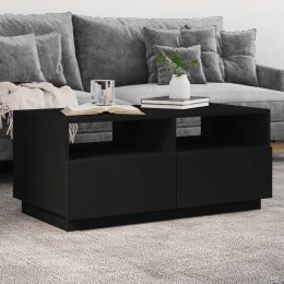 STOLIK KAWOWY Z PODŚWIETLENIEM LED CZARNY 90X49X40CM