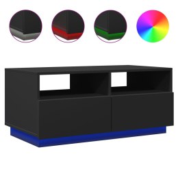 STOLIK KAWOWY Z PODŚWIETLENIEM LED CZARNY 90X49X40CM