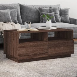 STOLIK KAWOWY Z OŚWIETLENIEM LED BRĄZOWY DĄB 90X49X40CM