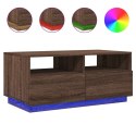 STOLIK KAWOWY Z OŚWIETLENIEM LED BRĄZOWY DĄB 90X49X40CM