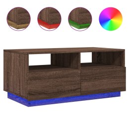 STOLIK KAWOWY Z OŚWIETLENIEM LED BRĄZOWY DĄB 90X49X40CM