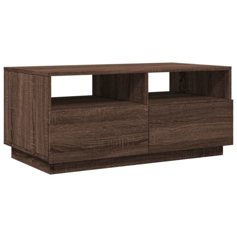 STOLIK KAWOWY Z OŚWIETLENIEM LED BRĄZOWY DĄB 90X49X40CM