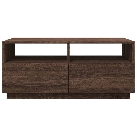 STOLIK KAWOWY Z OŚWIETLENIEM LED BRĄZOWY DĄB 90X49X40CM