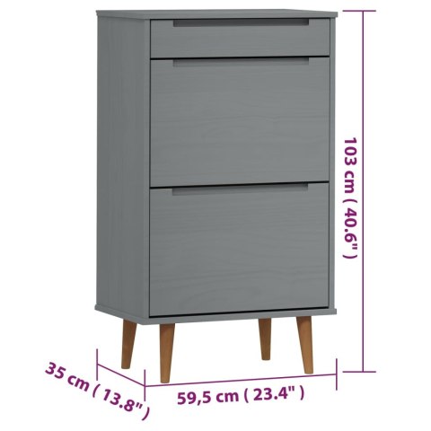 SZAFKA NA BUTY MOLDE SZARA 59,5X35X103CM LITA SOSNA