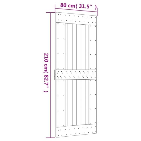 DRZWI PRZESUWNE Z OSPRZĘTEM 80X210CM LITE DREWNO SOSNOWE