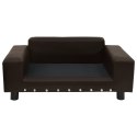 SOFA DLA PSA BRĄZOWA 81X43X31CM PLUSZ I SZTUCZNA SKÓRA