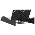 LEŻANKA Z PODUSZKAMI CZARNA 114X205X73CM POLIRATTAN
