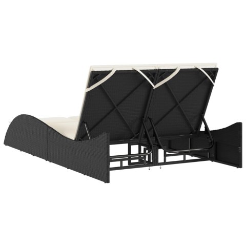 LEŻANKA Z PODUSZKAMI CZARNA 114X205X73CM POLIRATTAN
