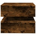STOLIK KAWOWY Z OŚWIETLENIEM LED PRZYDYMIONY DĄB 50X50X40CM