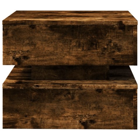 STOLIK KAWOWY Z OŚWIETLENIEM LED PRZYDYMIONY DĄB 50X50X40CM