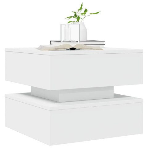 STOLIK KAWOWY Z OŚWIETLENIEM LED BIAŁY 50X50X40CM