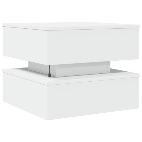STOLIK KAWOWY Z OŚWIETLENIEM LED BIAŁY 50X50X40CM
