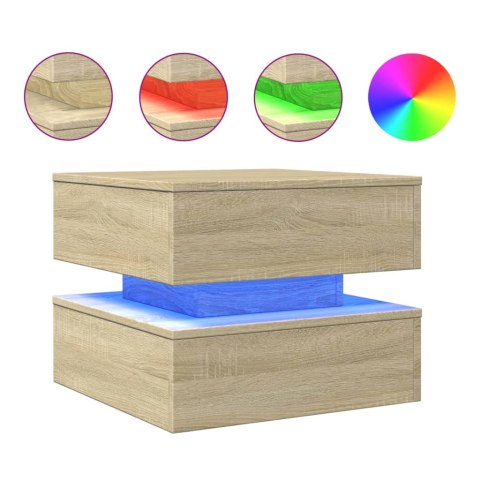 STOLIK KAWOWY Z PODŚWIETLENIEM LED DĄB SONOMA 50X50X40CM