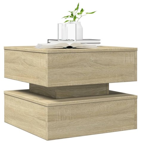 STOLIK KAWOWY Z PODŚWIETLENIEM LED DĄB SONOMA 50X50X40CM
