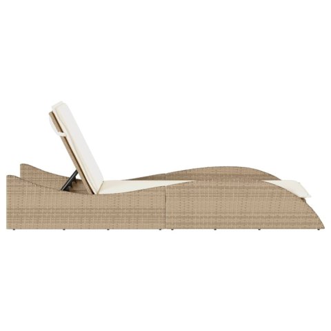 LEŻANKA Z PODUSZKĄ BEŻOWA 60X205X73CM POLIRATTAN