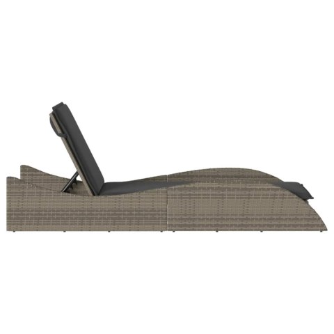 LEŻANKA Z PODUSZKĄ SZARA 60X205X73CM POLIRATTAN