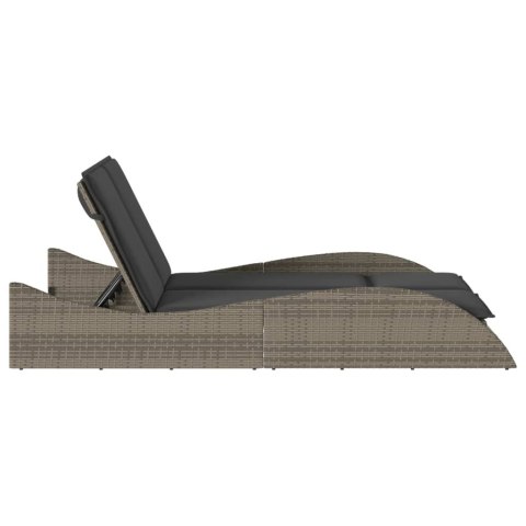 LEŻANKA Z PODUSZKAMI SZARA 114X205X73CM POLIRATTAN