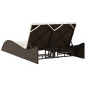 LEŻANKA Z PODUSZKAMI BRĄZOWA 114X205X73 POLIRATTAN
