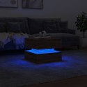 STOLIK KAWOWY Z OŚWIETLENIEM LED BRĄZOWY DĄB 50X50X40CM