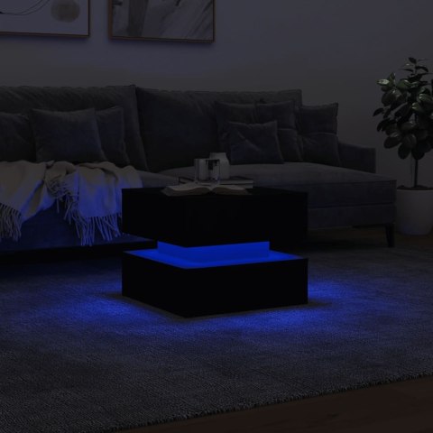 STOLIK KAWOWY Z OŚWIETLENIEM LED CZARNY 50X50X40CM