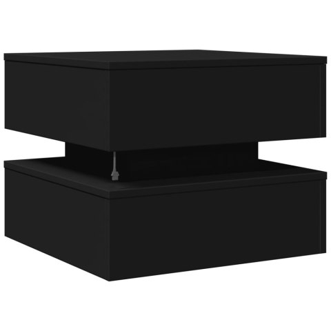STOLIK KAWOWY Z OŚWIETLENIEM LED CZARNY 50X50X40CM